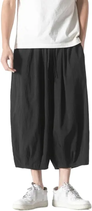Men Harajuku Harem Pants Mens Summer Cotton Linen Joggers Pants Male Vintage Chinese Style Trousers