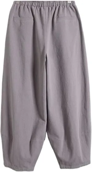 Men Korean Wide Leg Pants Mens Loose Casual Cotton Harem Pants Soild Color Japanese Joggers Linen Trousers