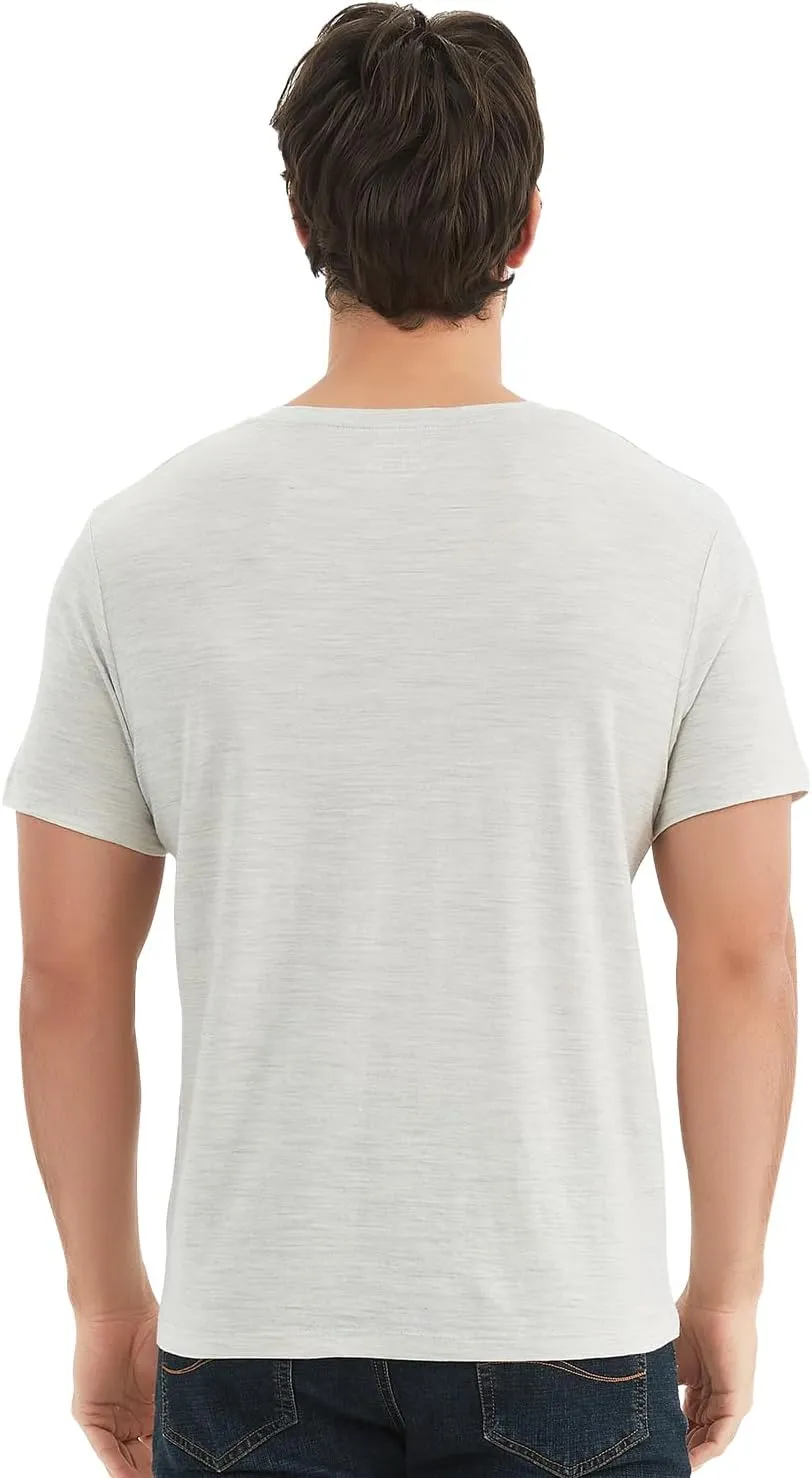 Men's 100% Merino Wool T-Shirt, Crew Neck Lightweight Undershirt Moisture-Wicking Base Layer