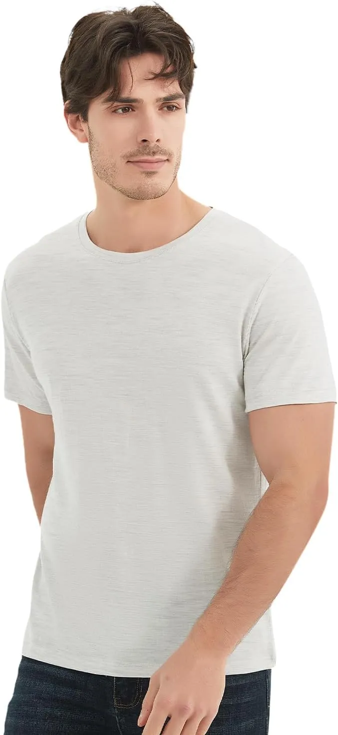 Men's 100% Merino Wool T-Shirt, Crew Neck Lightweight Undershirt Moisture-Wicking Base Layer