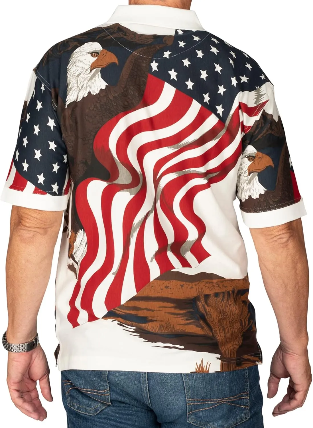 Men's American Flag Golf Shirt | USA 4th of July Golf Shirts for Men