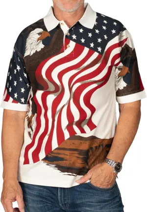 Men's American Flag Golf Shirt | USA 4th of July Golf Shirts for Men