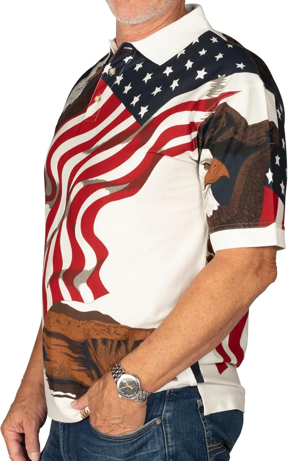 Men's American Flag Golf Shirt | USA 4th of July Golf Shirts for Men