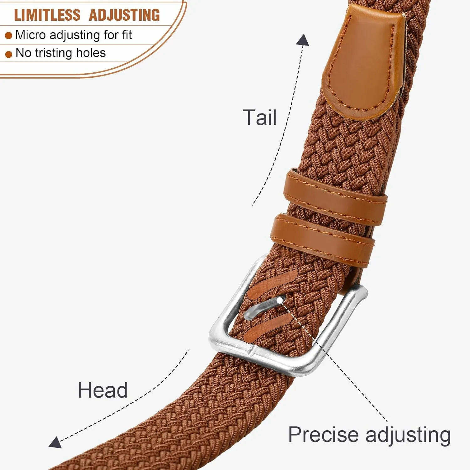 Men's Belt Braided Stretch Belt for Men Golf Pants Casual Shorts Jeans