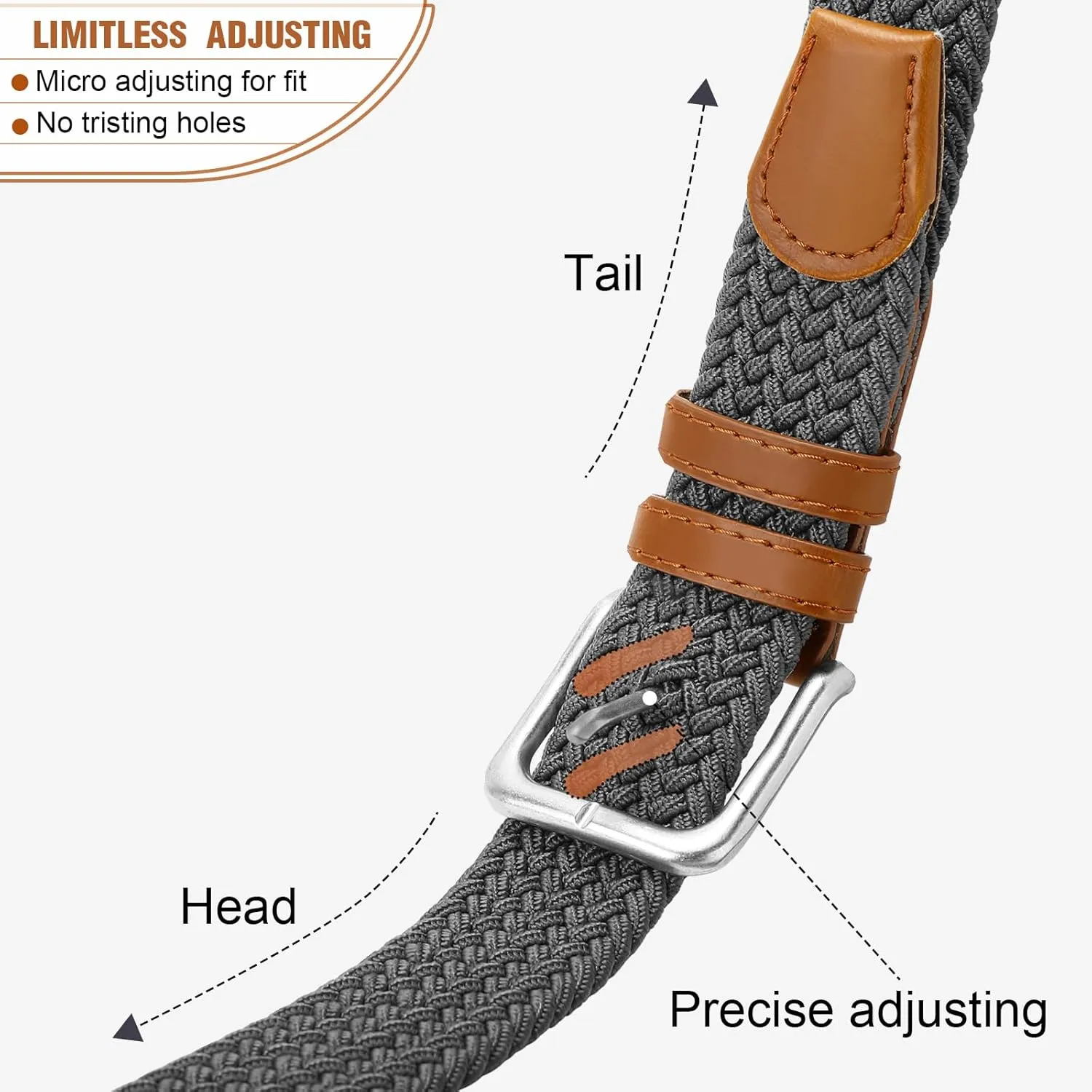 Men's Belt Braided Stretch Belt for Men Golf Pants Casual Shorts Jeans