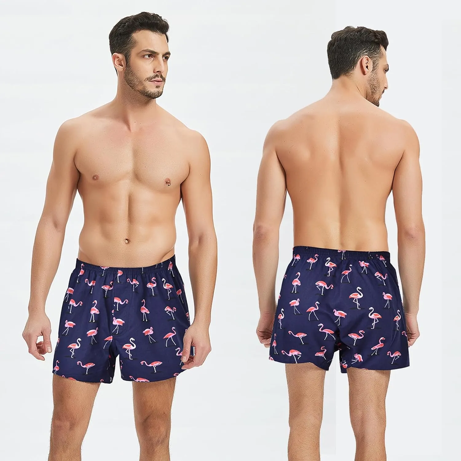 Mens Boxer Shorts Funny Boxers Sleep Short Plaid Cotton Loose Woven Boxers for Men Small Medium Large