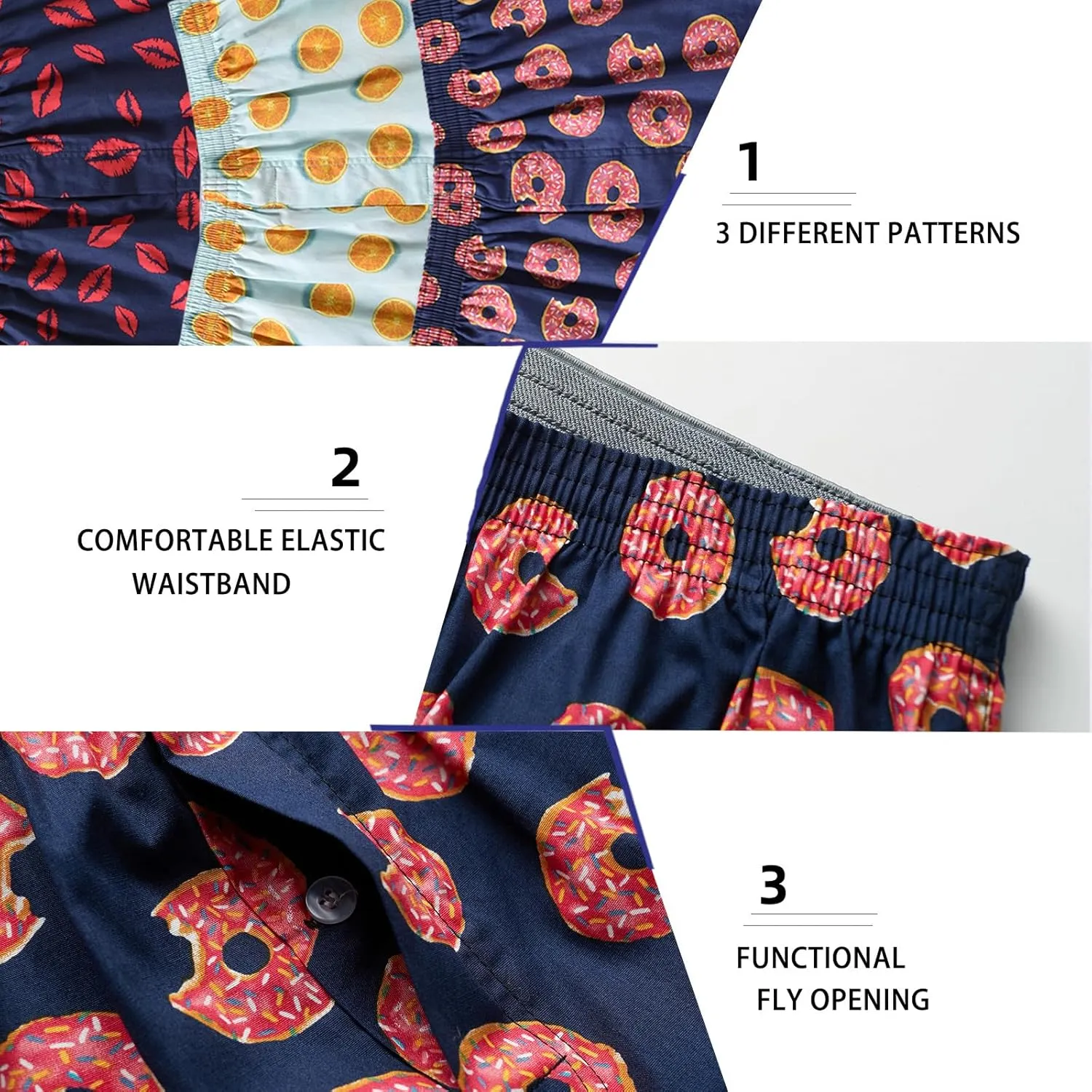 Mens Boxer Shorts Funny Boxers Sleep Short Plaid Cotton Loose Woven Boxers for Men Small Medium Large