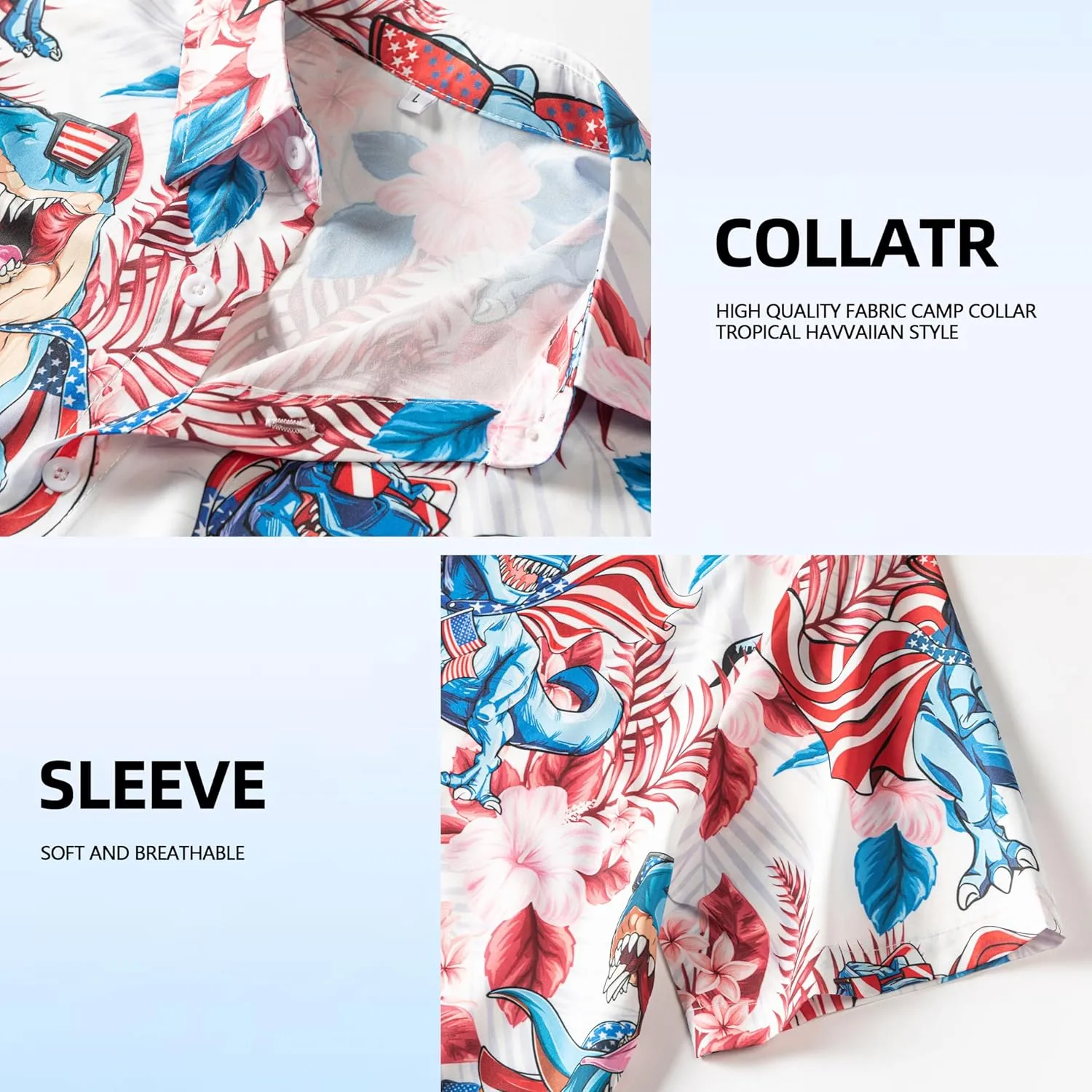 Men's Casual Button Down Shirts Regular Fit Print Short Sleeve Hawaiian Shirt for Men