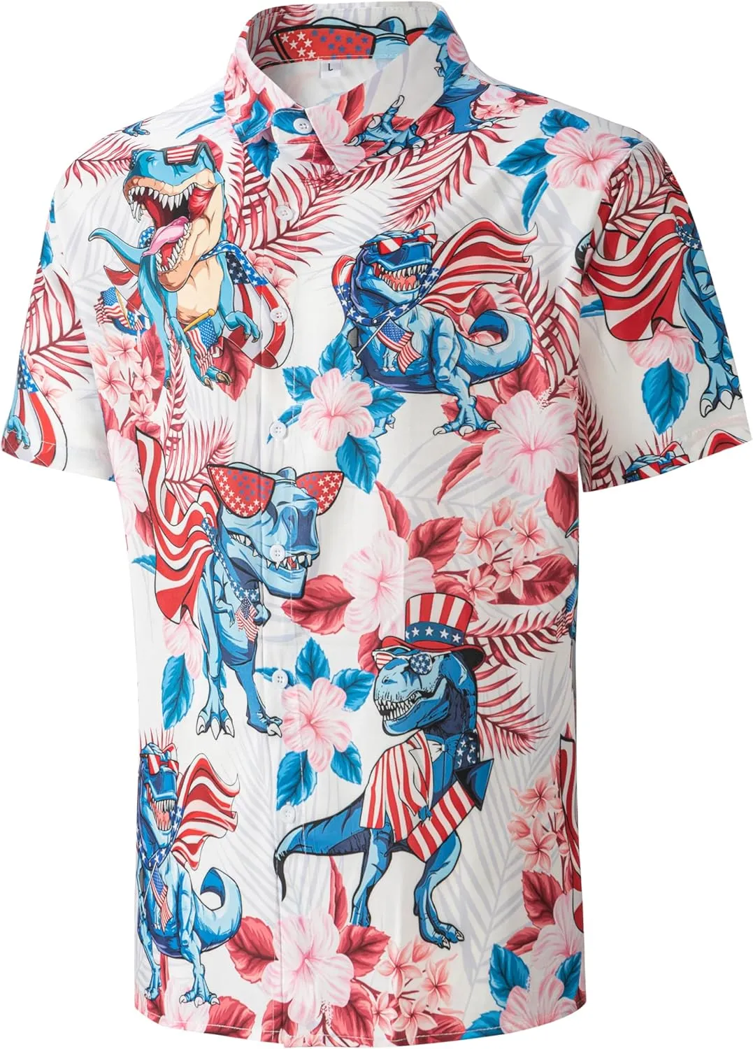 Men's Casual Button Down Shirts Regular Fit Print Short Sleeve Hawaiian Shirt for Men