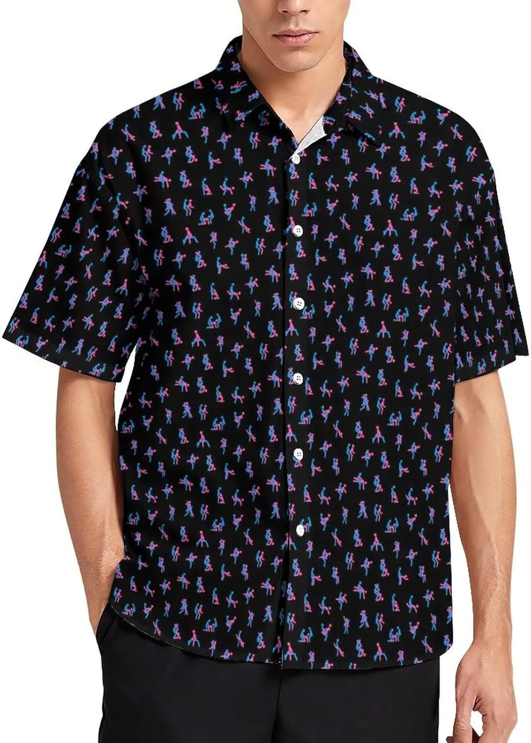 Men's Casual Button Down Shirts Regular Fit Print Short Sleeve Hawaiian Shirt for Men