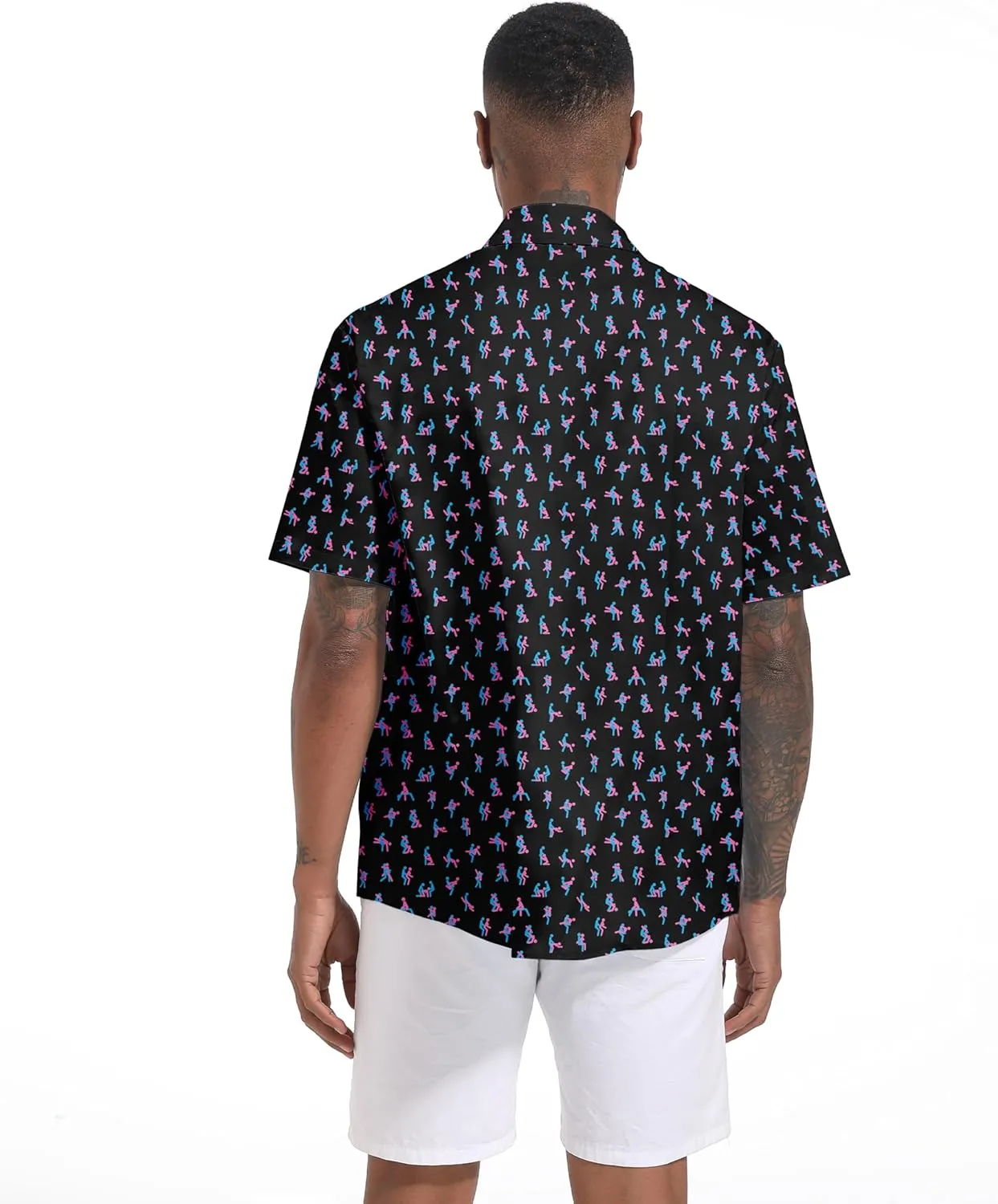Men's Casual Button Down Shirts Regular Fit Print Short Sleeve Hawaiian Shirt for Men