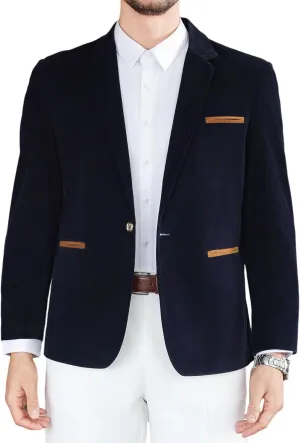Mens Casual Corduroy Blazer Sport Coat Slim Fit One Button Notch Lapel Suit Jacket for Daily Wear, Work, Wedding & Party