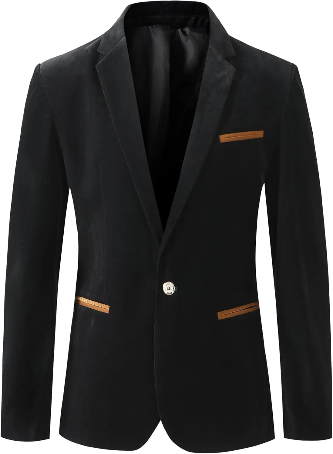 Mens Casual Corduroy Blazer Sport Coat Slim Fit One Button Notch Lapel Suit Jacket for Daily Wear, Work, Wedding & Party