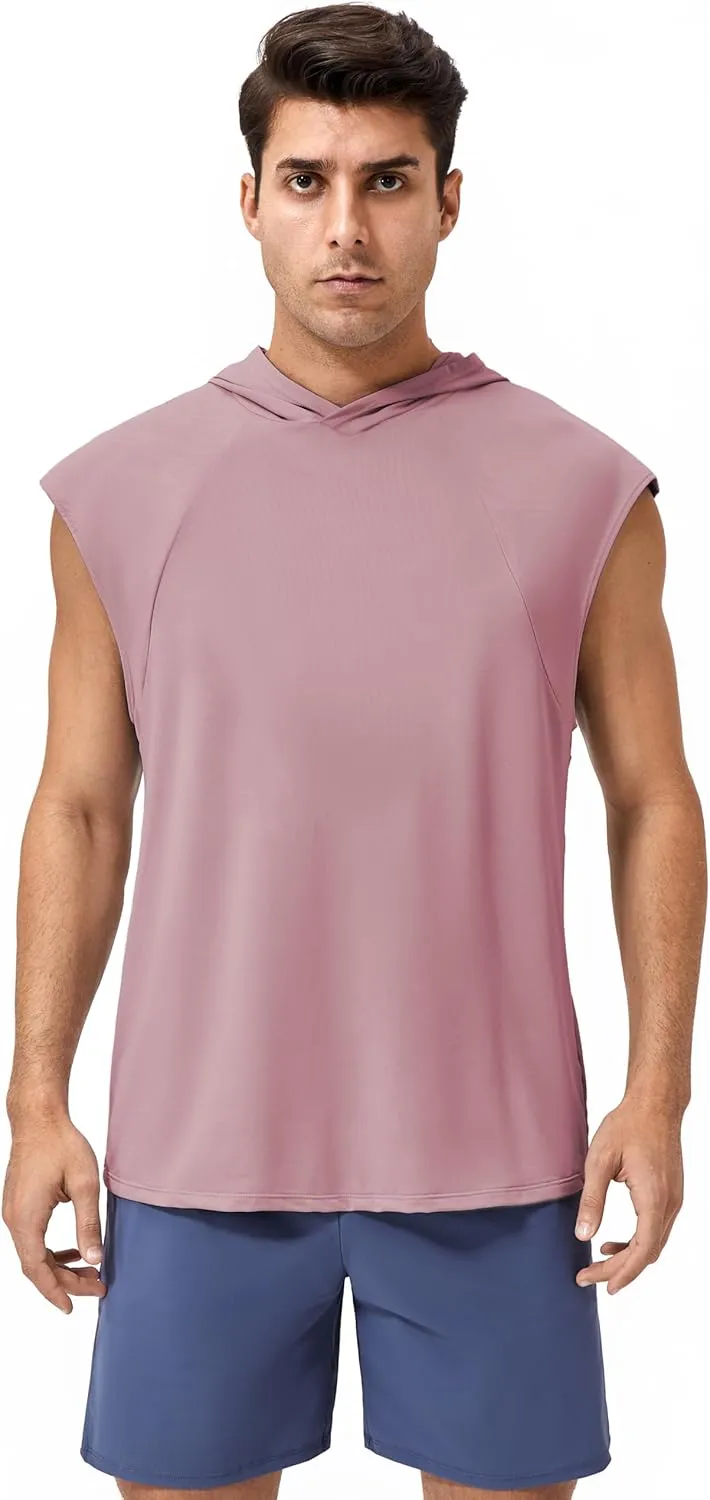 Men's Hooded Tank Tops Summer Sleeveless Workout Gym Hoodies Athletic Bodybuilding Muscle Cut Off Sports T Shirts