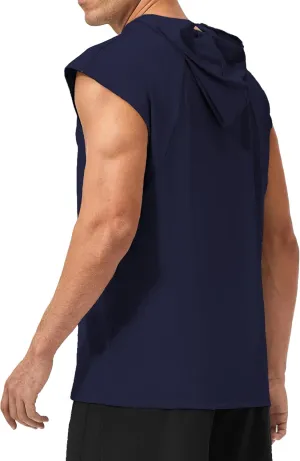 Men's Hooded Tank Tops Summer Sleeveless Workout Gym Hoodies Athletic Bodybuilding Muscle Cut Off Sports T Shirts