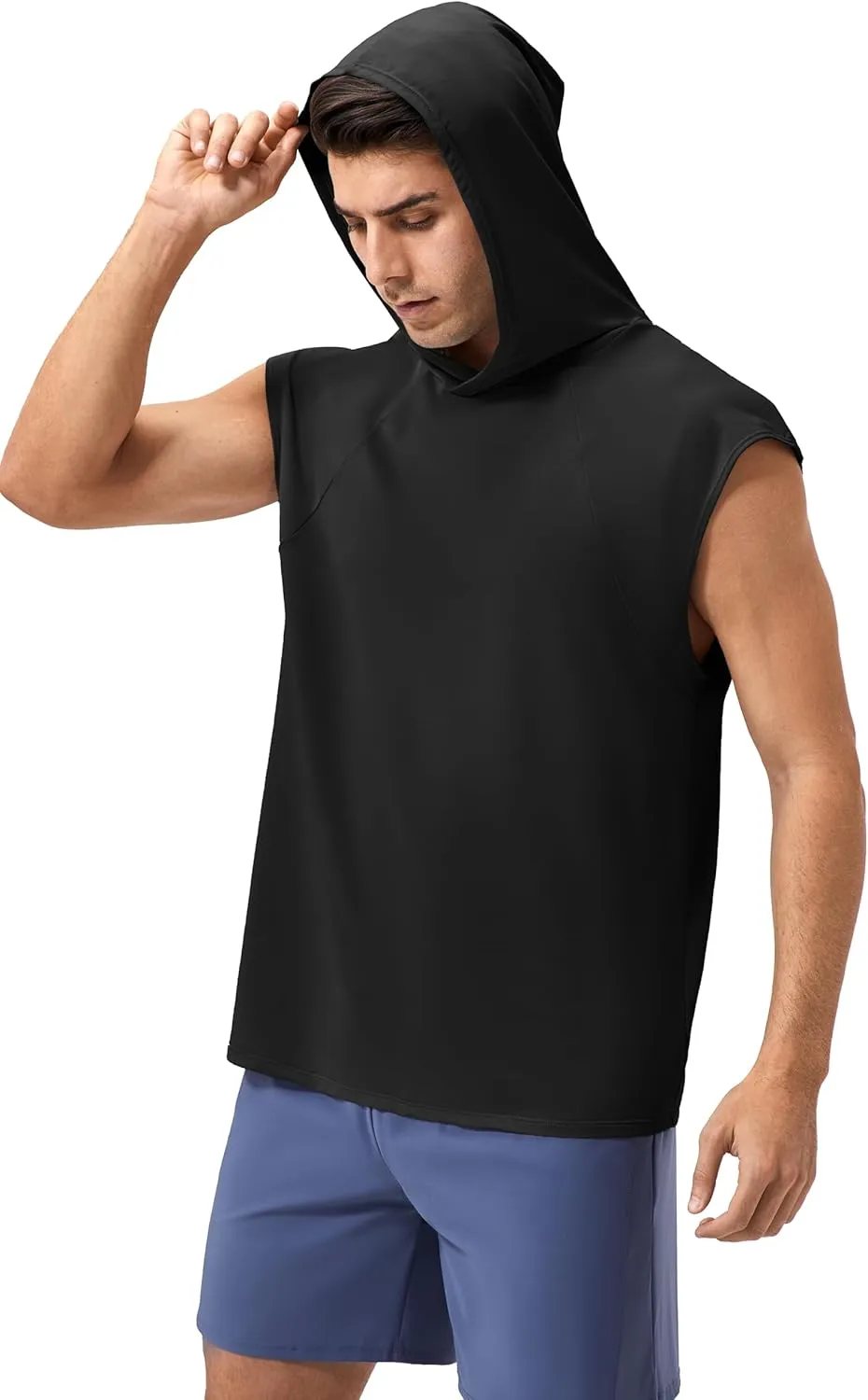 Men's Hooded Tank Tops Summer Sleeveless Workout Gym Hoodies Athletic Bodybuilding Muscle Cut Off Sports T Shirts