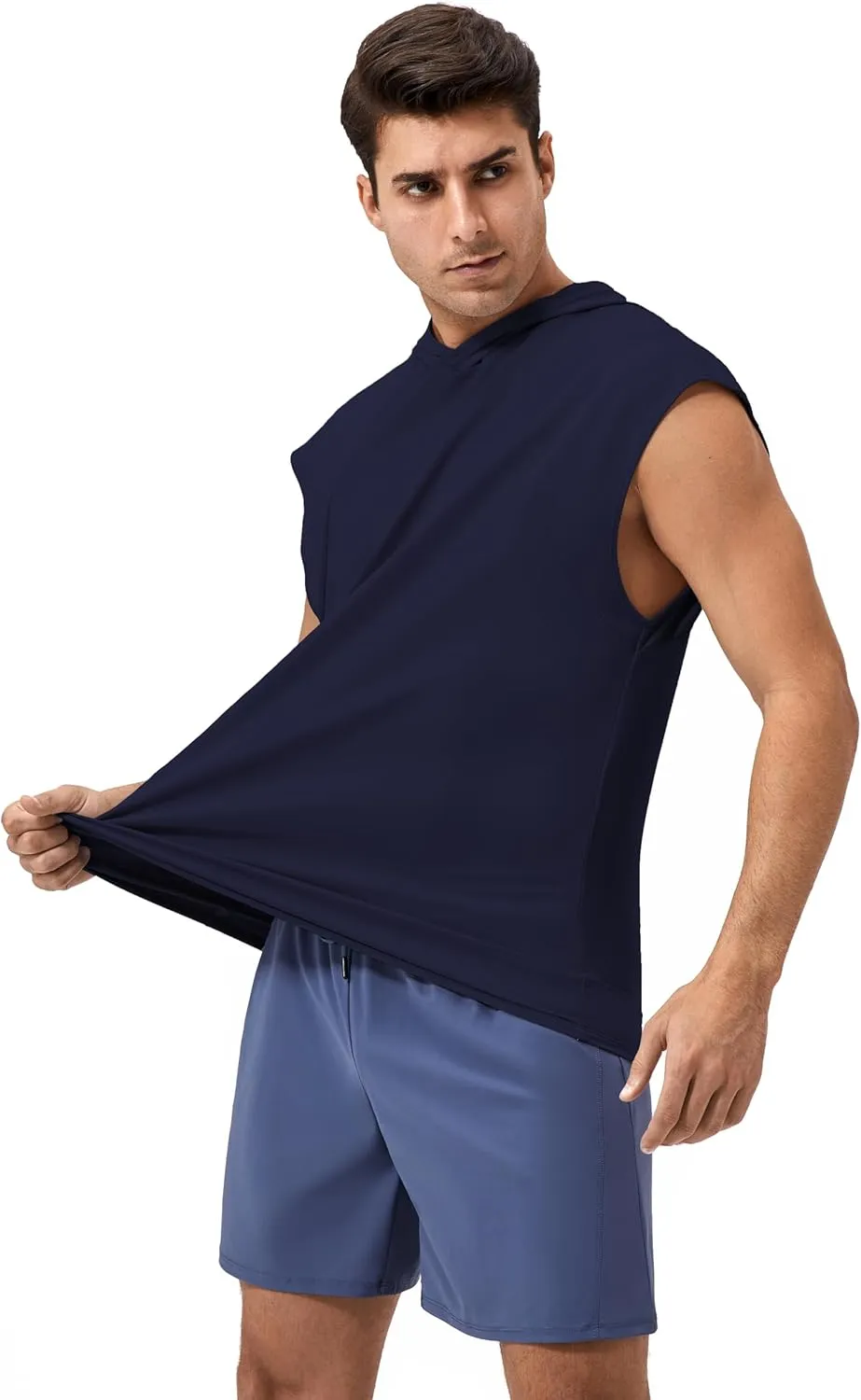 Men's Hooded Tank Tops Summer Sleeveless Workout Gym Hoodies Athletic Bodybuilding Muscle Cut Off Sports T Shirts