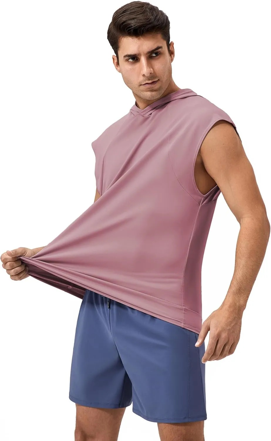 Men's Hooded Tank Tops Summer Sleeveless Workout Gym Hoodies Athletic Bodybuilding Muscle Cut Off Sports T Shirts