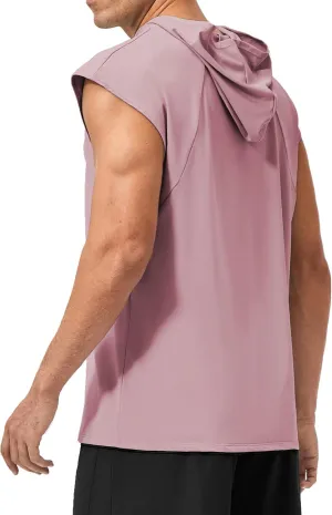 Men's Hooded Tank Tops Summer Sleeveless Workout Gym Hoodies Athletic Bodybuilding Muscle Cut Off Sports T Shirts