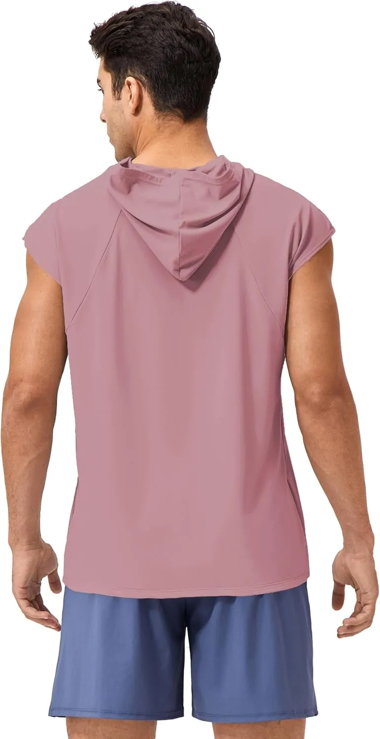 Men's Hooded Tank Tops Summer Sleeveless Workout Gym Hoodies Athletic Bodybuilding Muscle Cut Off Sports T Shirts