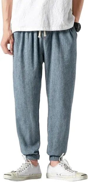 Men's Japanese Casual Pants Chinese Style Men Cotton and Linen Harem Pants