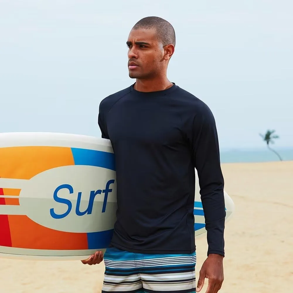 Mens Rash Guard for Men Swimming Sun Protection Shirts UPF 50  UV Long Sleeve Lightweight Quick Dry T-Shirts Surf Fishing