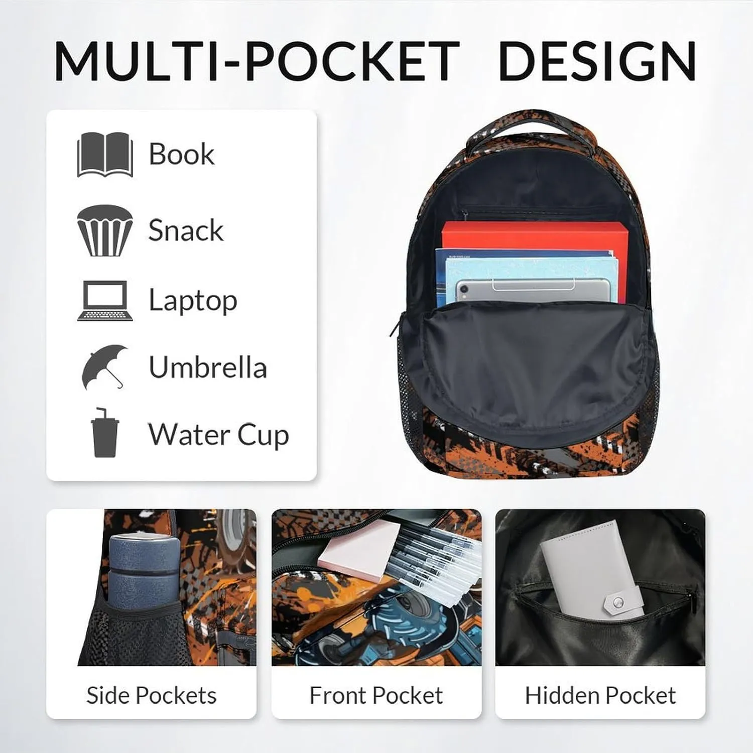 Mercuryelf Backpack and Lunch Box Set - 17 Inch Boys Bookbag with Lunch Bag for Primary Middle - Cool 3 in 1 Tractor Backpacks Set