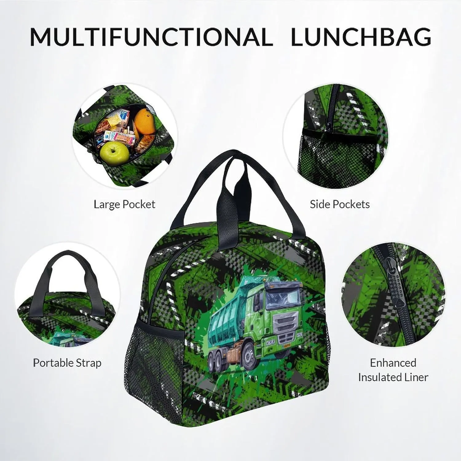 Mercuryelf Boys Backpack with Lunch Box - 17 Inch Garbage Truck Backpacks Set for School - Cool Bookbag with Lunch Bag and Pencil