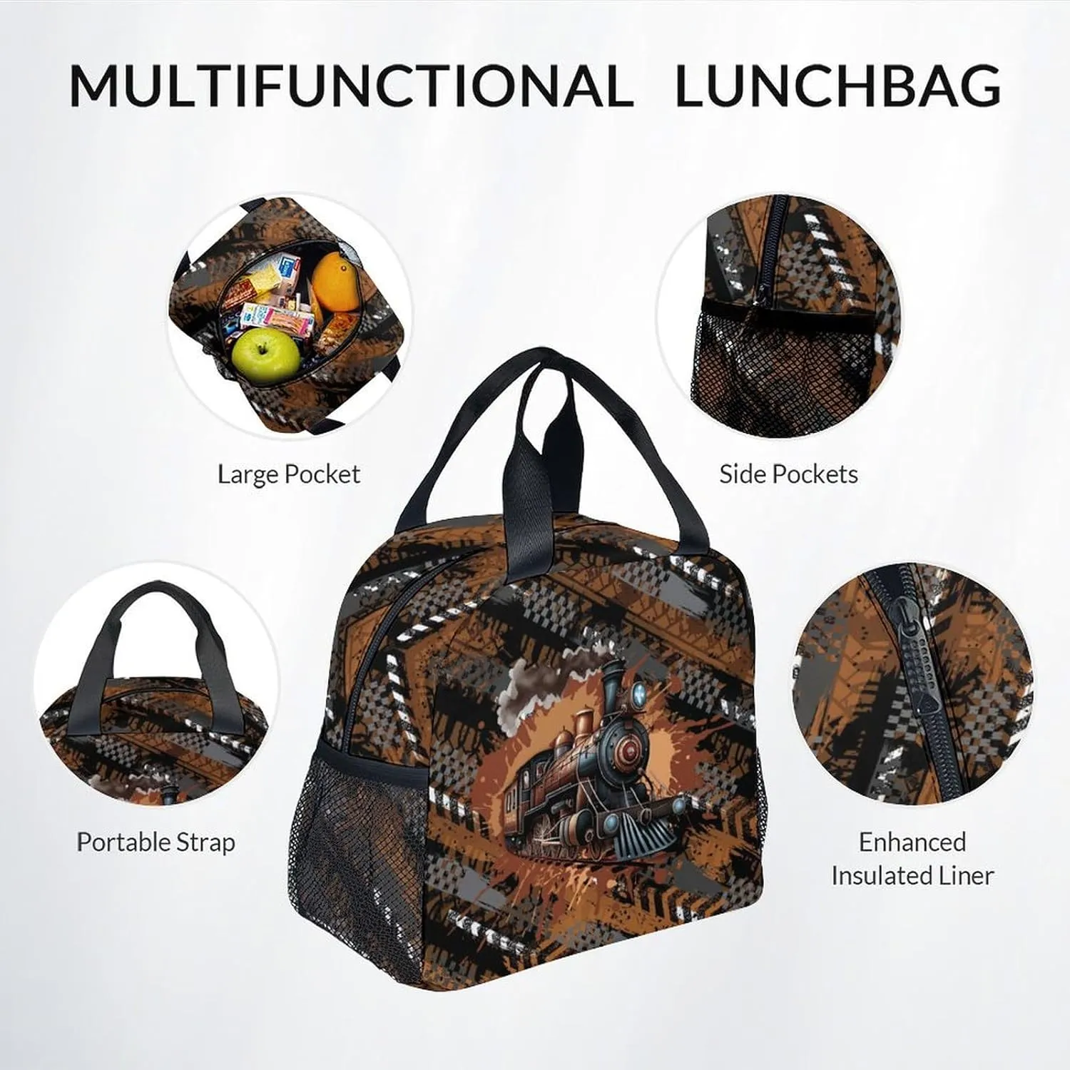 Mercuryelf Kid Backpack Set for School, Travel - Cool Train Bookbag with Lunch Bag for Boys - 3 in 1 School Bag Combo for Primary Middle