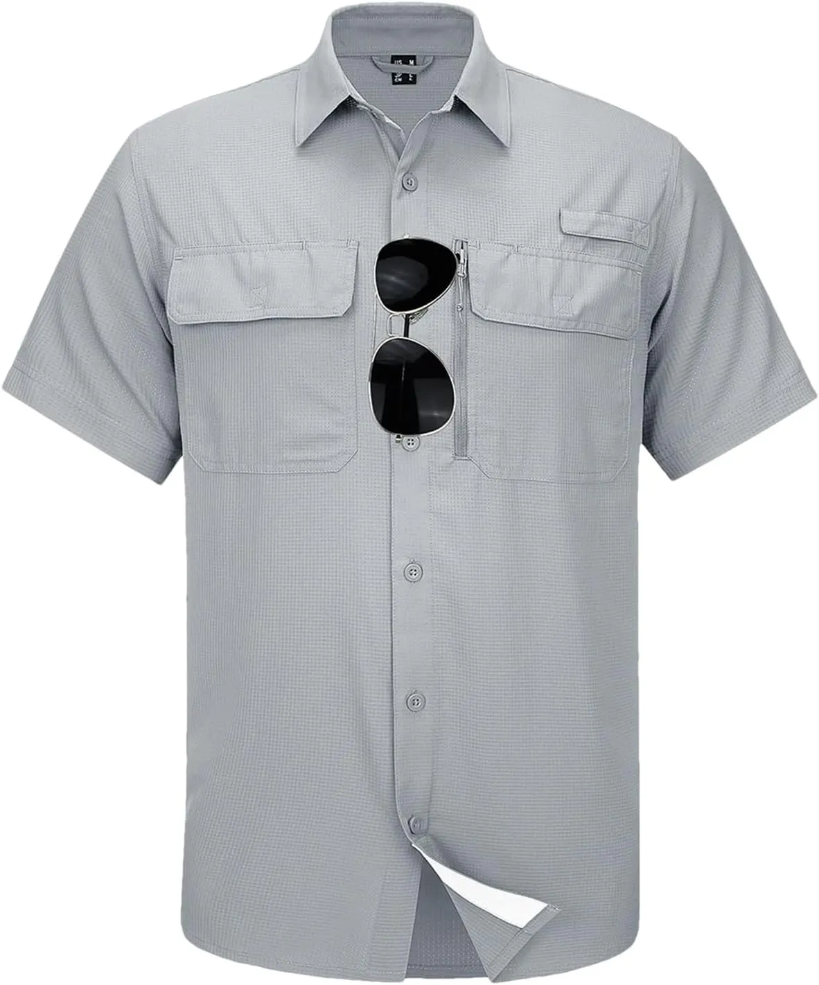 Mesh Breathable Shirt Men's Quick Dry Button Short Sleeves Hiking Fishing Work Cargo Shirts