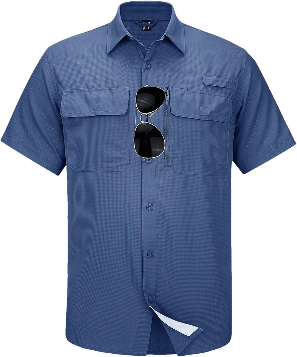 Mesh Breathable Shirt Men's Quick Dry Button Short Sleeves Hiking Fishing Work Cargo Shirts