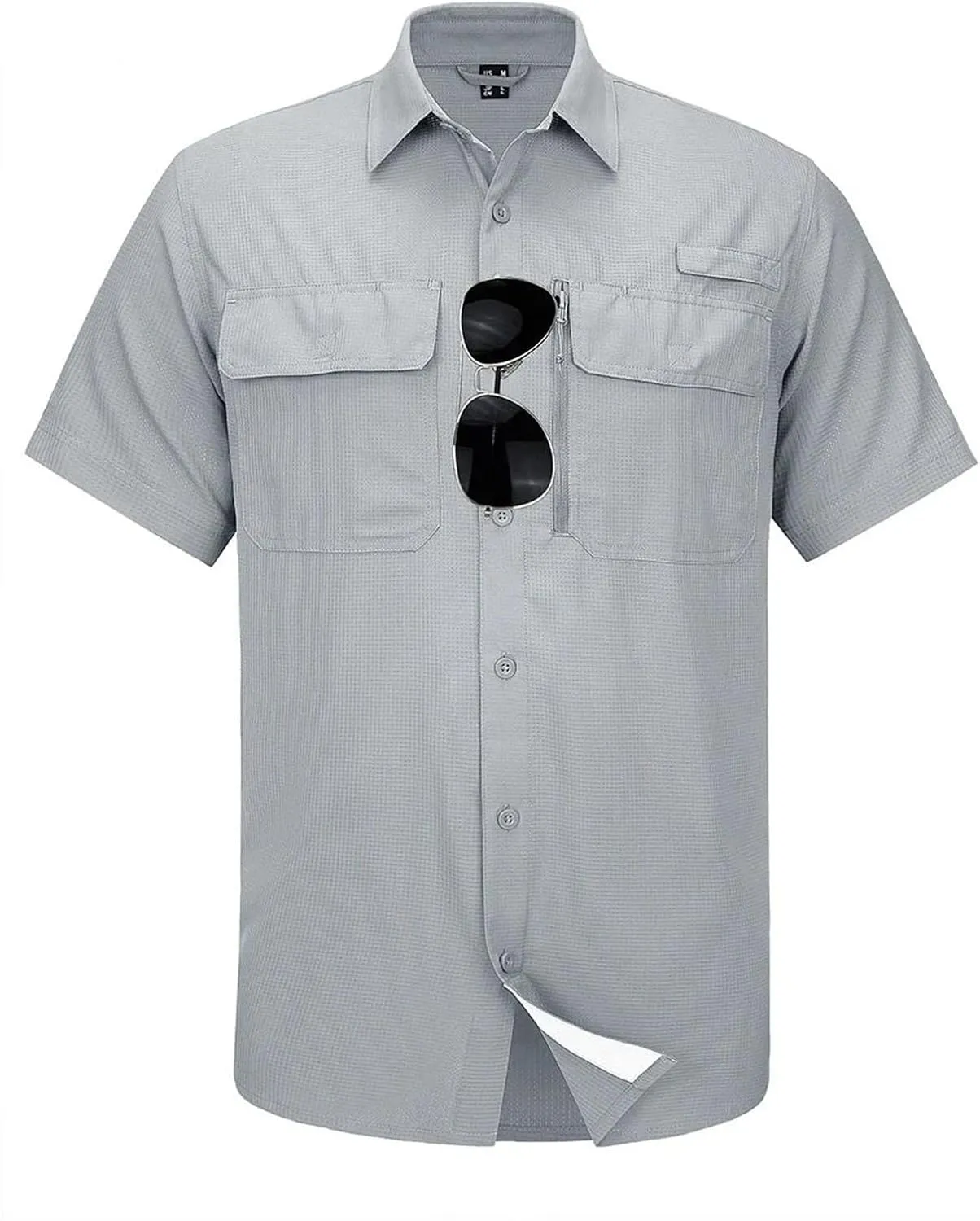 Mesh Breathable Shirt Men's Quick Dry Button Short Sleeves Hiking Fishing Work Cargo Shirts