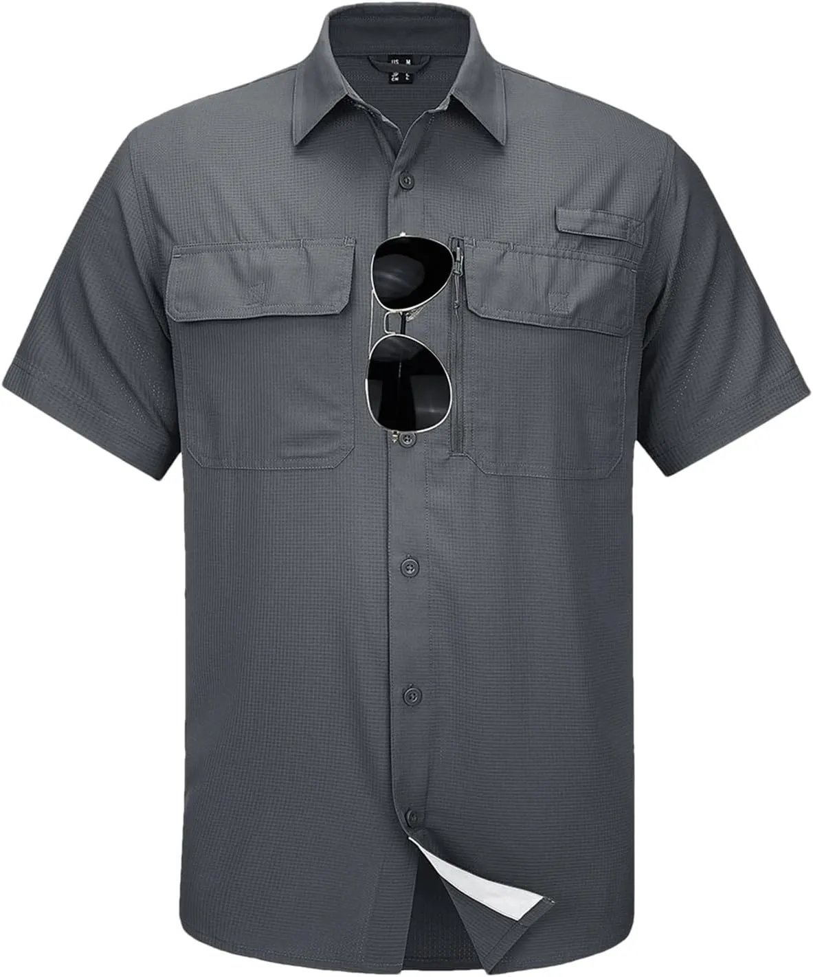 Mesh Breathable Shirt Men's Quick Dry Button Short Sleeves Hiking Fishing Work Cargo Shirts