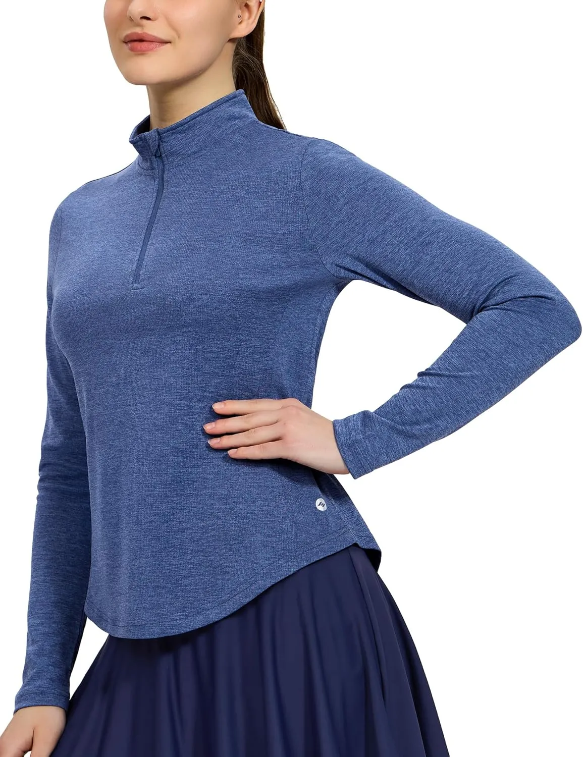 MIER Long Sleeve Workout Shirts for Women Quarter Zip Athletic Pullover Dry Fit Flowy Golf Running UV Sun Shirts,1/4 Zip