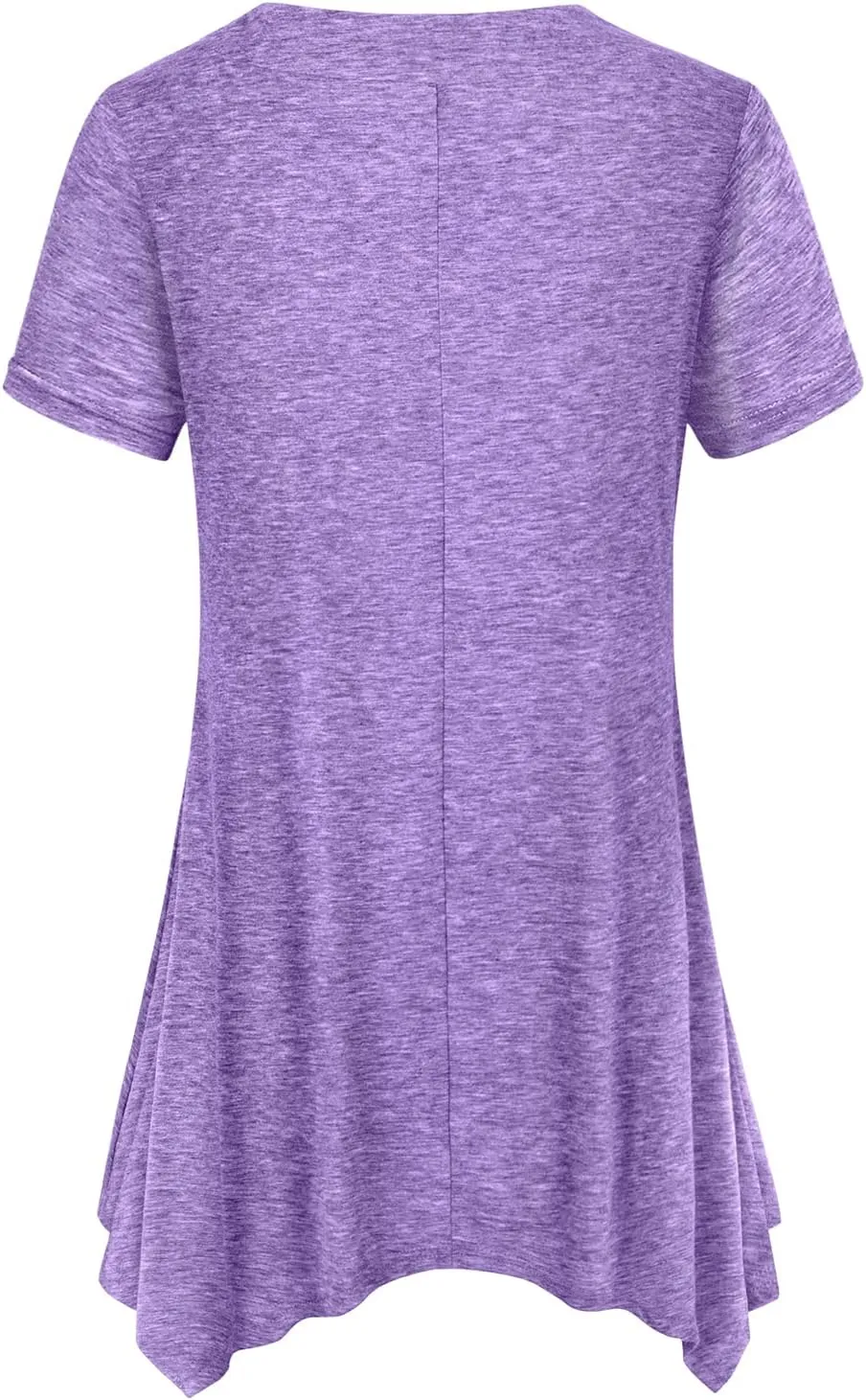 Miusey Womens Short Sleeve V Neck Asymmetrical Hemline Flowy Blouse Handkerchief Hem Tunic Tops