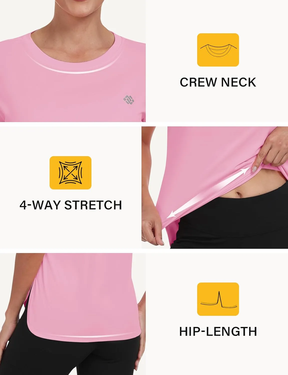 MoFiz Women's Short Sleeve Shirts UPF 50  Sun Shirt Crew Neck UV Hiking Athletic Workout Moisture Wicking Quick Dry T-Shirts