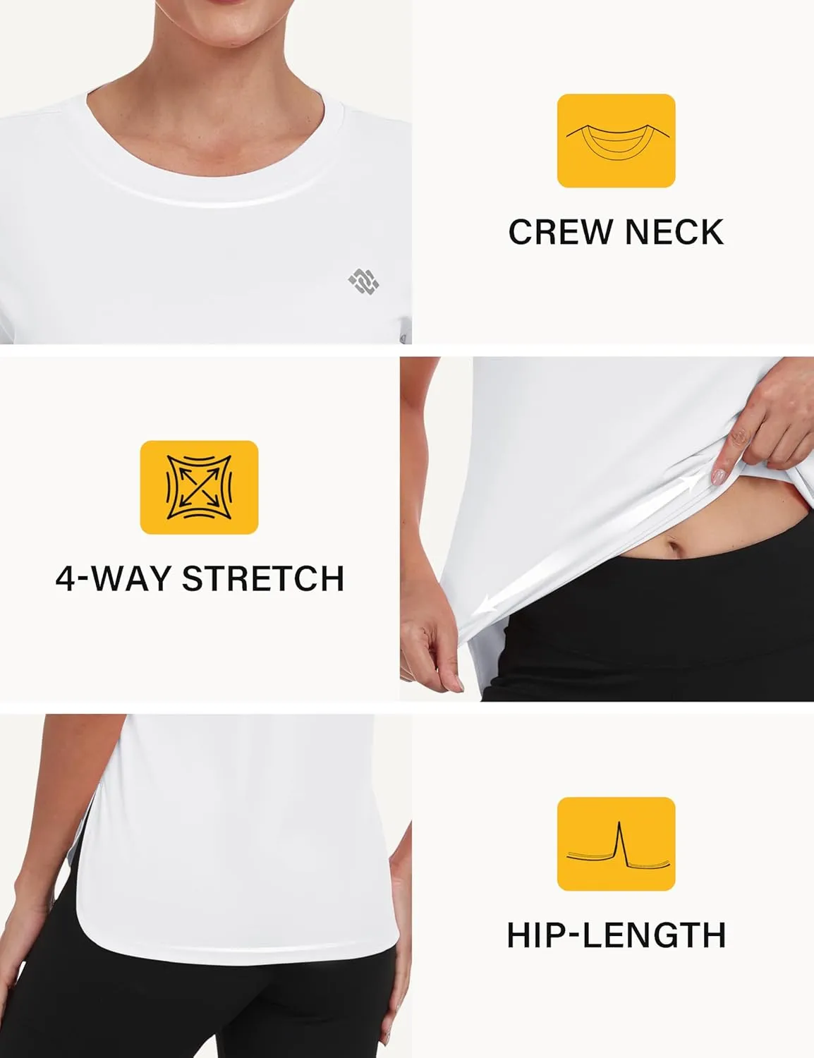 MoFiz Women's Short Sleeve Shirts UPF 50  Sun Shirt Crew Neck UV Hiking Athletic Workout Moisture Wicking Quick Dry T-Shirts