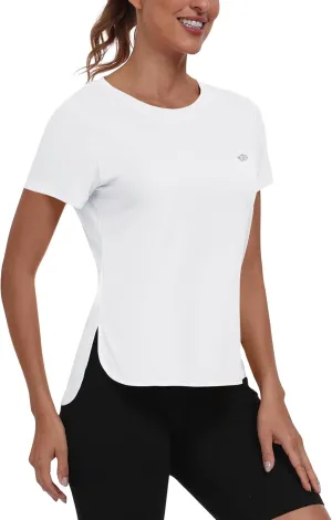 MoFiz Women's Short Sleeve Shirts UPF 50  Sun Shirt Crew Neck UV Hiking Athletic Workout Moisture Wicking Quick Dry T-Shirts