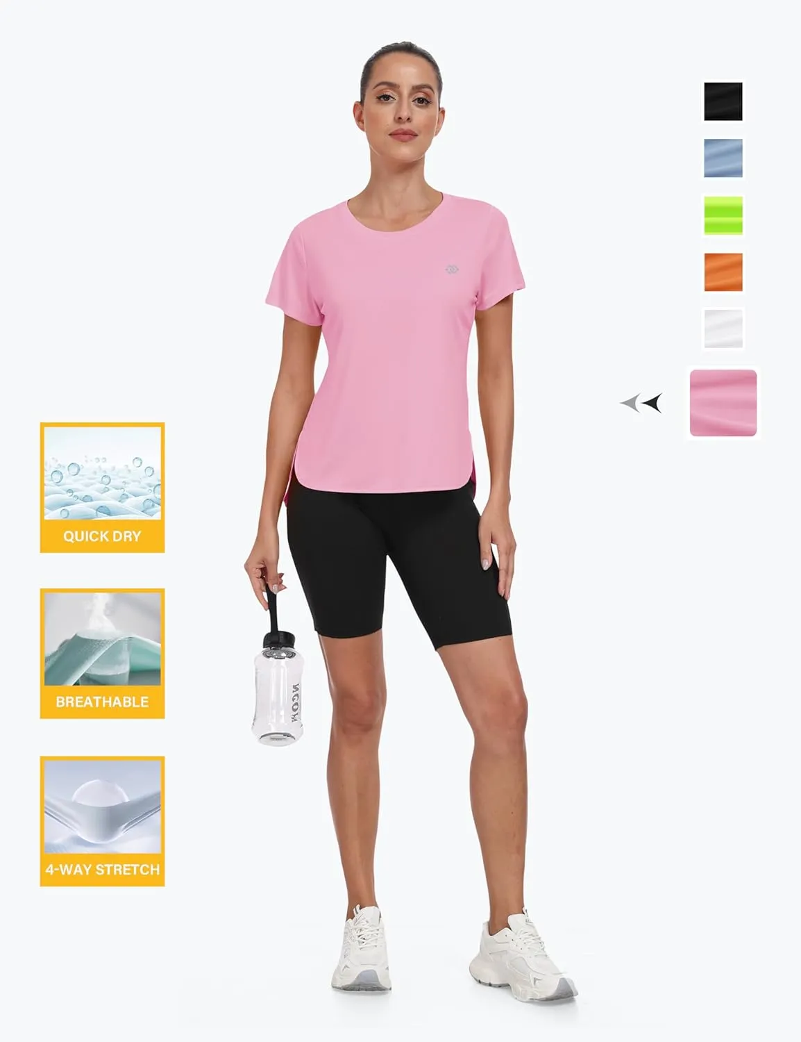 MoFiz Women's Short Sleeve Shirts UPF 50  Sun Shirt Crew Neck UV Hiking Athletic Workout Moisture Wicking Quick Dry T-Shirts