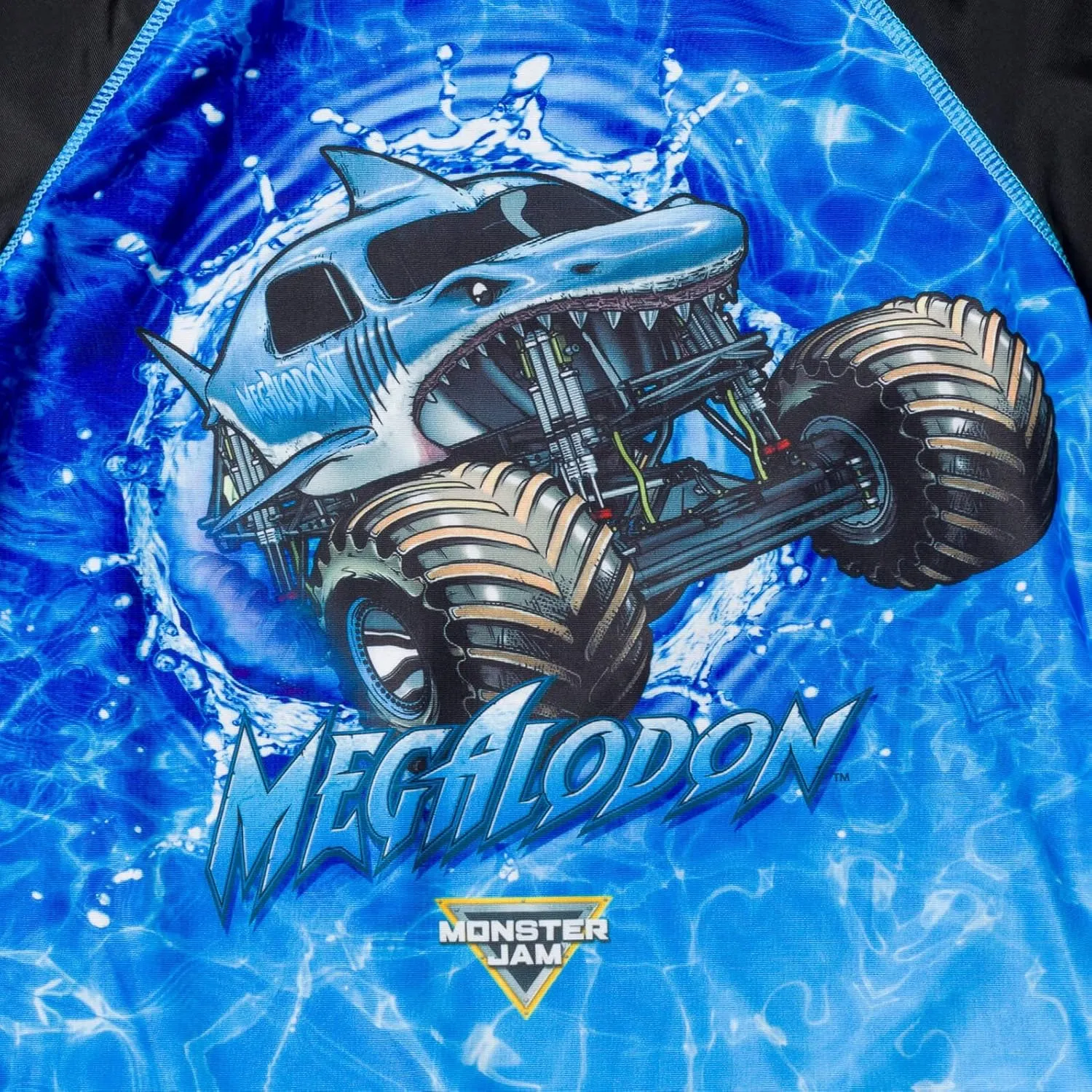Monster Jam UPF 50  Pullover Rash Guard and Swim Trunks Outfit Set Toddler to Big Kid Grave Digger El Toro Loco Megalodon