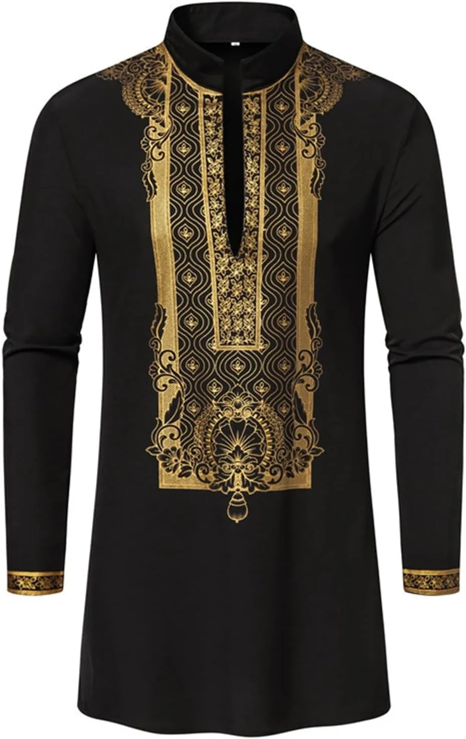 Muslim Clothes for Men 2 Piece Set Muslim Gown Shirt Set Graphic Casual Long Sleeve Kaftan Robe Henley Shirts & Pants