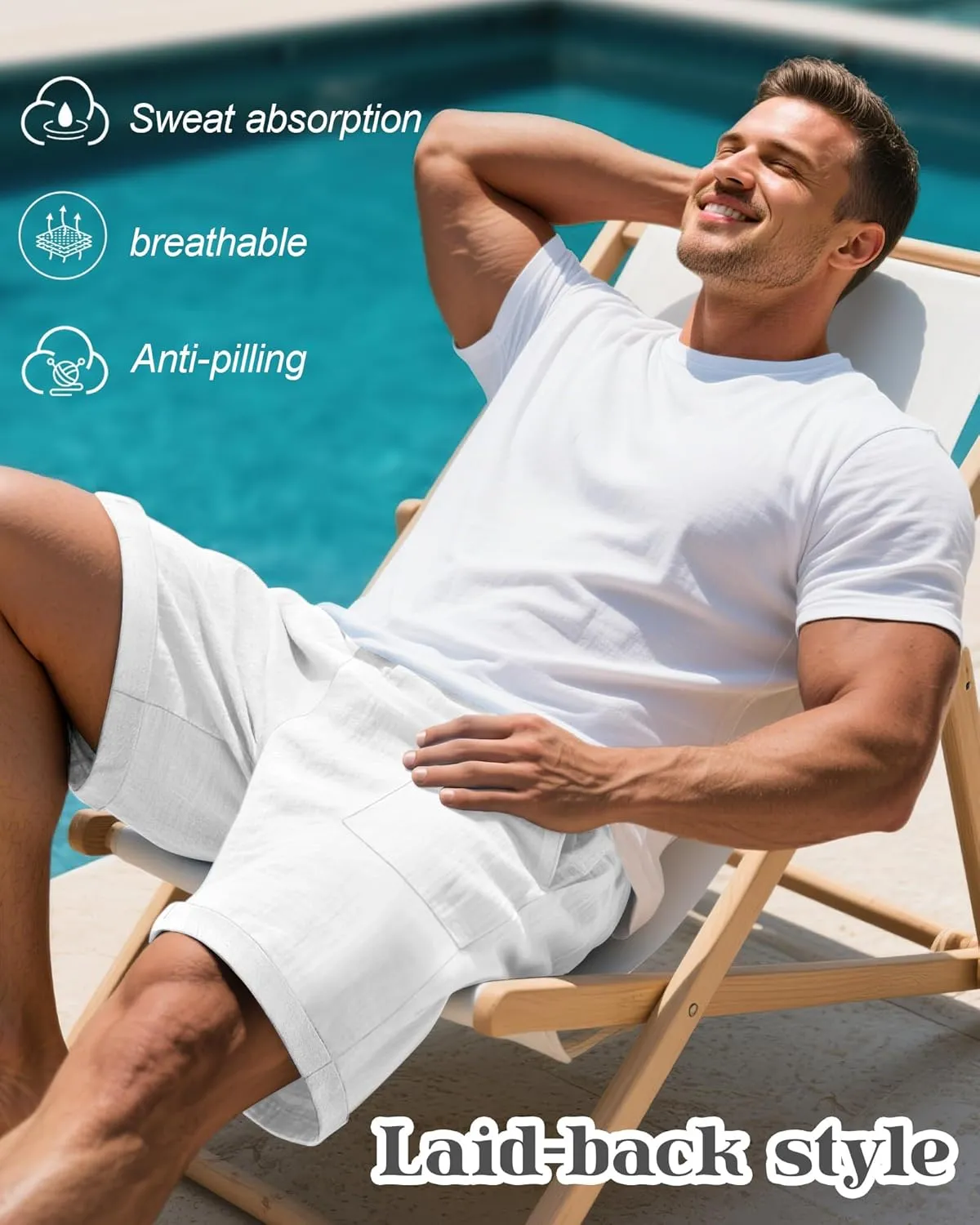 Neer 2 Pack Men's Big and Tall Cotton Linen Bermuda Shorts, Casual 7'' Elastic Drawstring Flat Front Shorts with Pockets