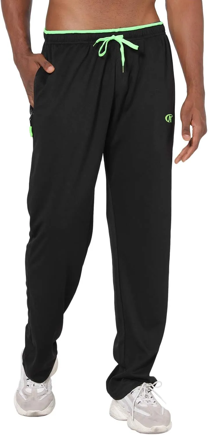 NEIKU Mens Lightweight Sweatpants with Pockets Open Bottom Mesh Athletic Pants for Running