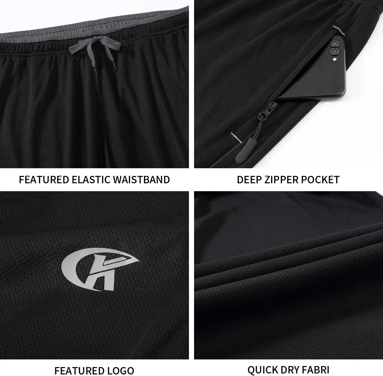NEIKU Mens Lightweight Sweatpants with Pockets Open Bottom Mesh Athletic Pants for Running