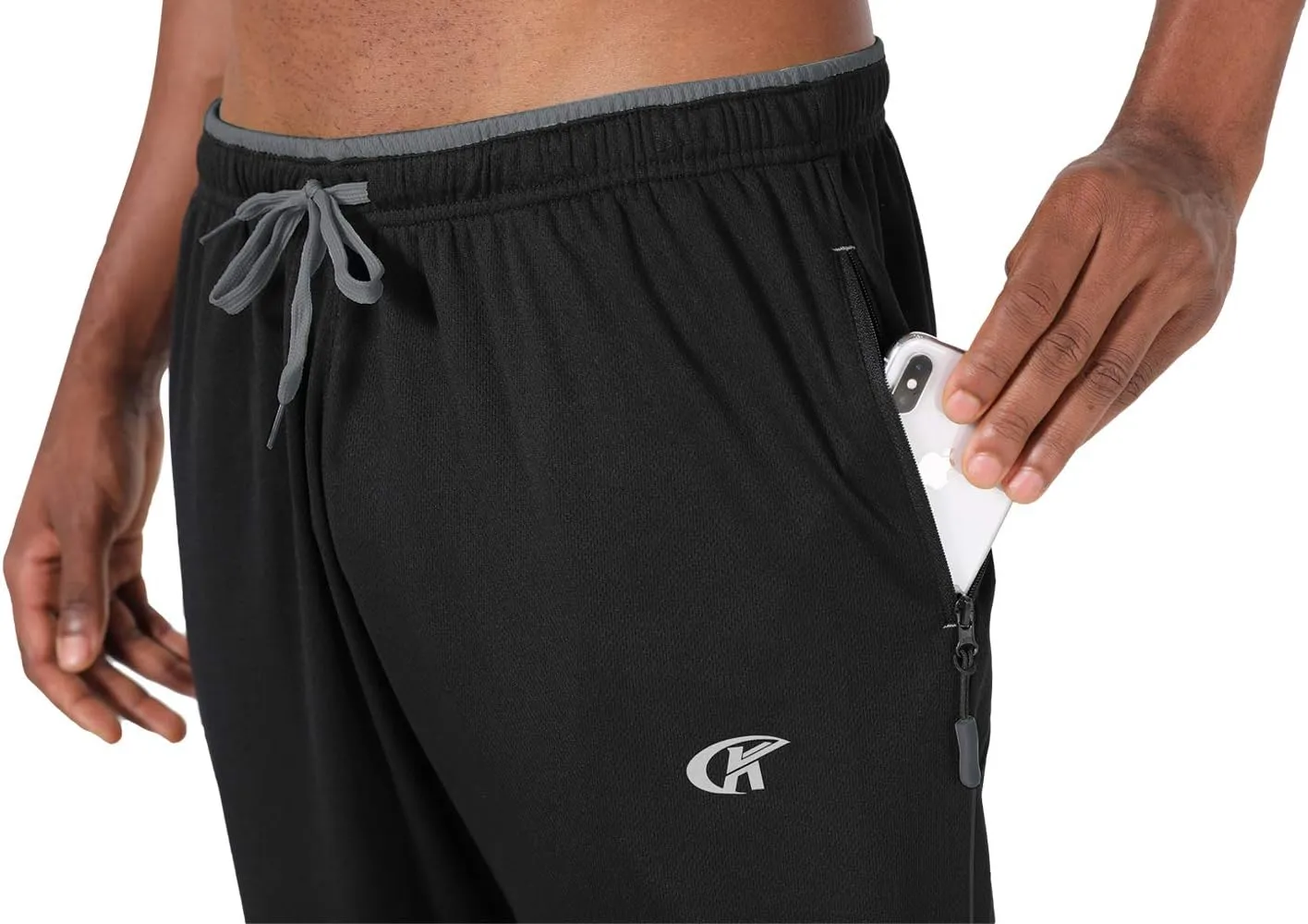 NEIKU Mens Lightweight Sweatpants with Pockets Open Bottom Mesh Athletic Pants for Running