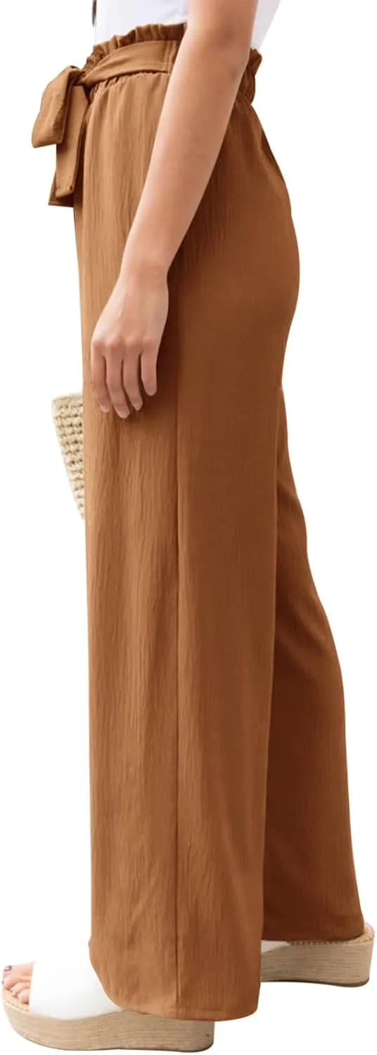 NIMIN Wide Leg Pants for Women High Waisted Business Casual Pants Work Pants Loose Flowy Summer Beach Pants with Pockets
