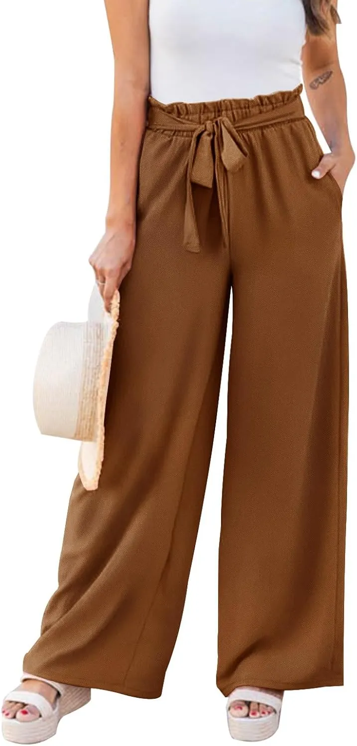 NIMIN Wide Leg Pants for Women High Waisted Business Casual Pants Work Pants Loose Flowy Summer Beach Pants with Pockets