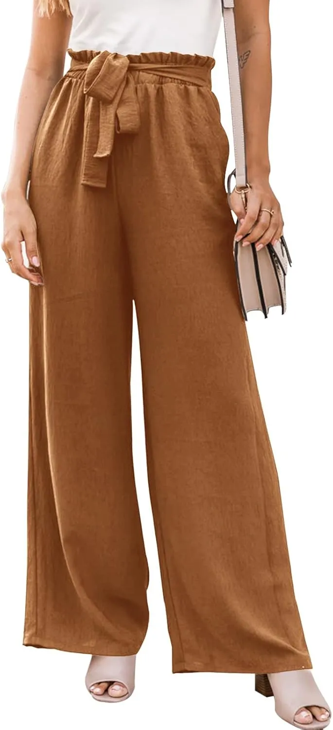 NIMIN Wide Leg Pants for Women High Waisted Business Casual Pants Work Pants Loose Flowy Summer Beach Pants with Pockets
