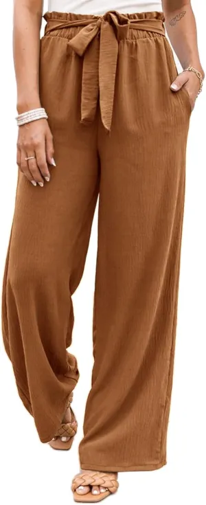 NIMIN Wide Leg Pants for Women High Waisted Business Casual Pants Work Pants Loose Flowy Summer Beach Pants with Pockets