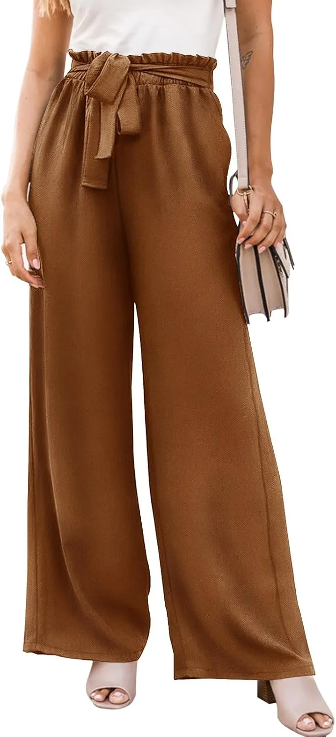 NIMIN Wide Leg Pants for Women High Waisted Business Casual Pants Work Pants Loose Flowy Summer Beach Pants with Pockets